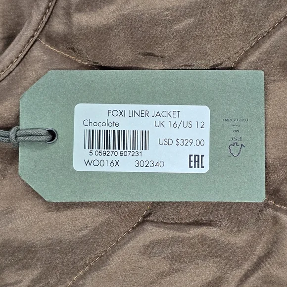All Saints NWT Foxi Liner Jacket In Chocolate
